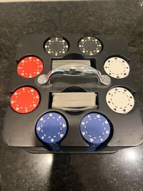 Poker Chip Set with Carry Tray -50 of each color- Red, Blue, White, Black
